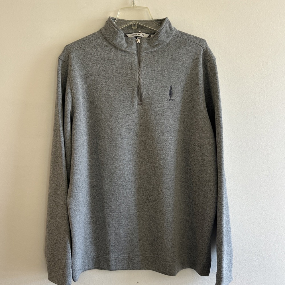 PETER MILLAR 1/4 Zip Pullover Sweater HIGHPOINT COUNTRY CLUB Sz L Gray